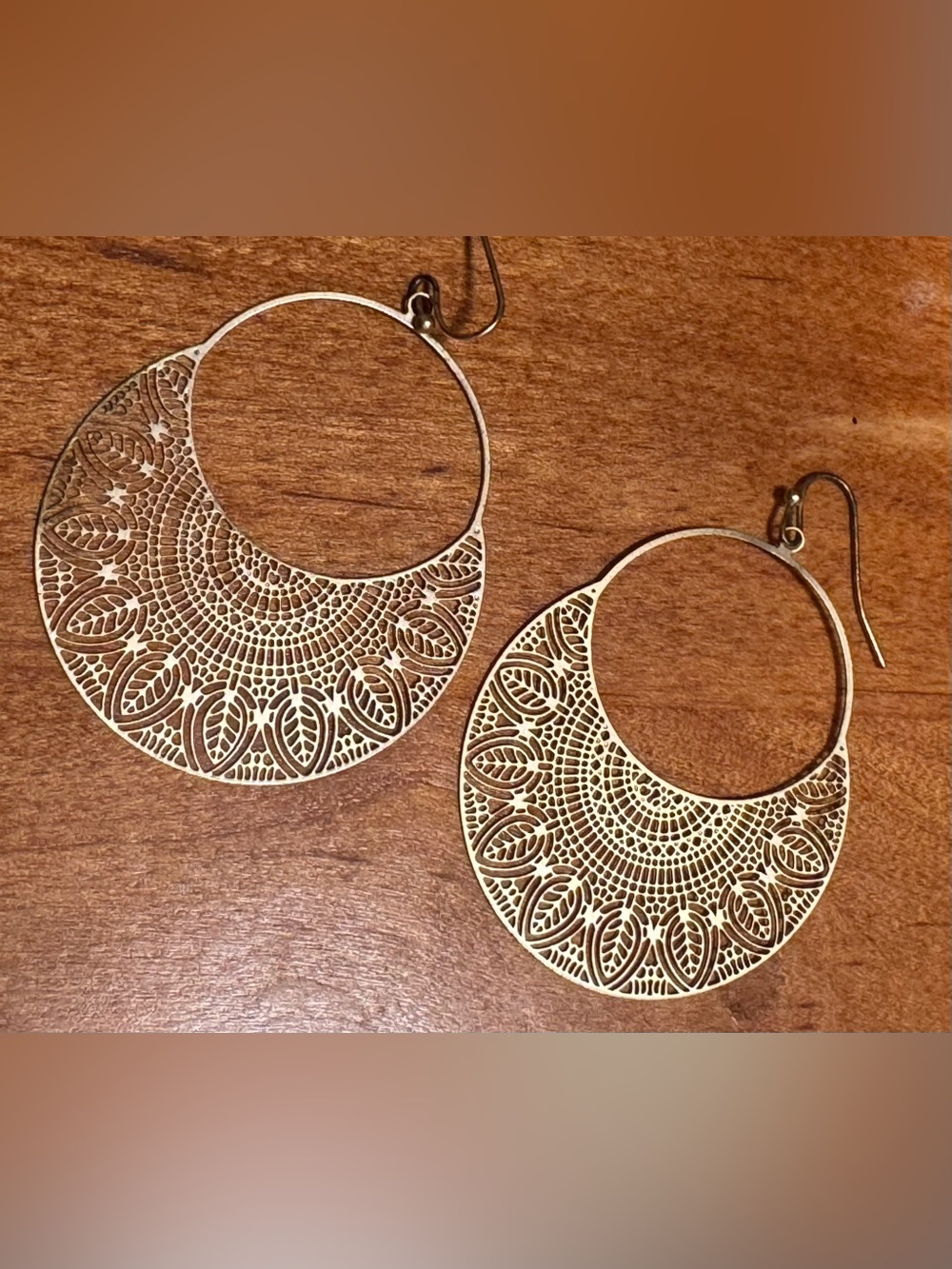 Boho Filigree Goldtone Dangle Earrings